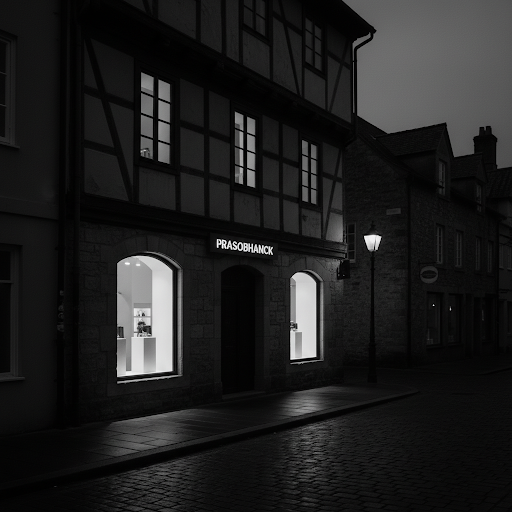 Boutique storefront at dusk